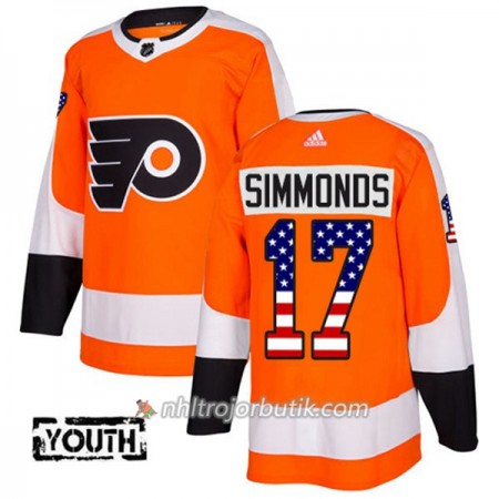 Barn Ishockey Philadelphia Flyers Tröja Wayne Simmonds 17 Adidas 2017-2018 Orange USA Flag Fashion Authentic